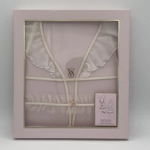 Victoria’s Secret Dream Angels Rüschen Chiffon Teddy & Strumpfband Kokosweiß XL - Bild 1 von 6