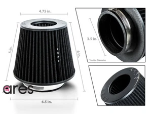 Ares Negro 3.5" Universal Filtro Aire Seco Cono Filtro Seco Repuesto - Imagen 1 de 5
