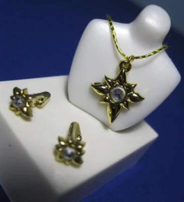 BARBIE DOLL Model Matching Gold/Rhinestone Star NECKLACE/EARRINGS JEWELRY Set - Image 1 of 2