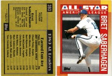 1990 Topps All Star Baseball Card #393 Bret Saberhagen. RW.5@53