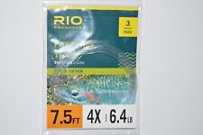 rio powerflex trout tapered leaders 7.5ft 4x 6.4lb 3 per pack flyfishing dry fly