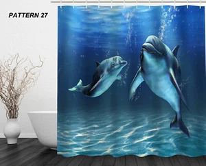 SHOWER CURTAIN 100% POLYESTER FABRIC MODERN DESIGNER WASHABLE + 12 HOOKS 180*180 - Picture 1 of 3