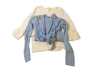 Matilda Jane Dandy Button Shrug Sweater + Egret White Puffer Tee Size 10 - Picture 1 of 11