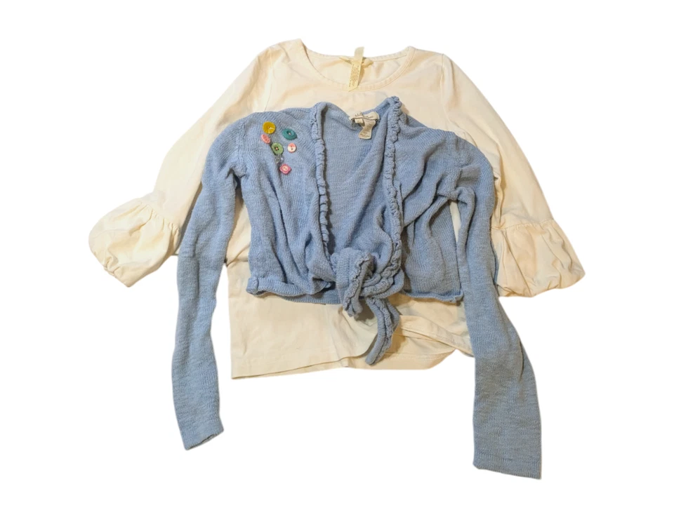 Conjunto Suéter Matilda Jane Dandy Botón Encogerse de hombros + Camiseta acolchada blanca garceta Talla 10 Foto 1 de 4