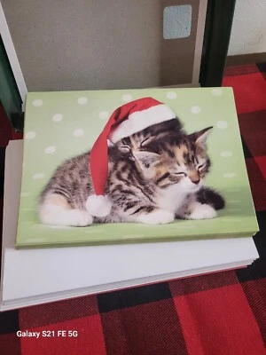 "Blessings for a cozy kind of Christmas" 14 ~ Sleeping Kitten cards & envelopes - Image 1 of 3