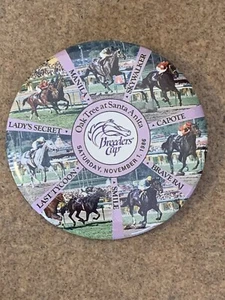 VINTAGE 1986 BREEDER’S CUP SANTA ANITA HORSE RACE RACING PIN BUTTON 2.25” - Picture 1 of 2