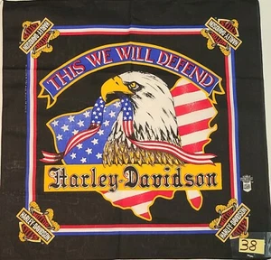 Vintage Harley Davidson "This We Will Defend" Eagle Themed Bandana 22" x 22" - Bild 1 von 1