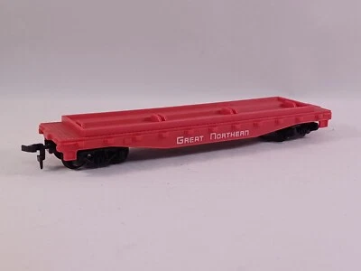 Gancho de bocina plana Tyco escala HO Great Northern Red Flat Railroad Train Car Foto 1 de 4