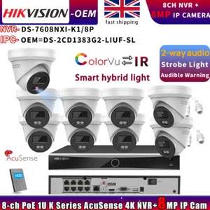 Hikvision OEM 8MP ColorVu IP Camera 2-Way Audio+DS-7608NXI-K1/8P NVR Systems Lot - Picture 1 of 26