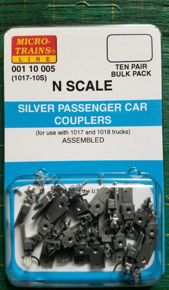 N Micro Trains 001 10 005 Silver Passenger Car Couplers 1017-10S - Image 1 of 1