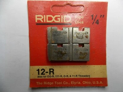 RIDGID 1/4" NPT 12-R PIPE THREADING DIES 111-R 11-R 00-R 37815 RED - Image 1 of 4