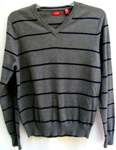 IZON.. 100% ALGODÓN.. GRIS AZUL.. RAYADO.. CUELLO EN V. SUÉTER.. NUEVO ($60).. HOMBRE sz PEQUEÑO - Imagen 1 de 6