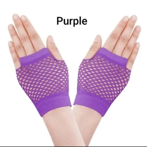 1Pair Fashion Neon Fishnet Fingerless Short Gloves Leg Arm Cuff Party Wear Fancy - Picture 1 of 26