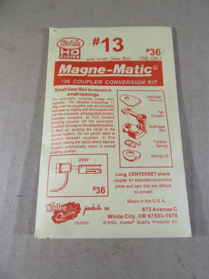 651T Vintage Kadee 13 USA 36 Magne-Matic Coupler Conversion Kit Ho Neuf & Sachet - Photo 1/2