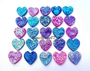 Sky Blue Titanium Druzy Agate Carved Heart Shape Cabochon Gemstone 29-30 mm - Picture 1 of 4