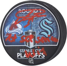 Autographed Philipp Grubauer Seattle Kraken Puck Item#12781596 COA
