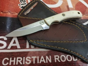 HANDFORGED CUSTOM HUNTING COWBOY SKINNER KNIFE WITH  BONE HANDLE&SHEATH - Picture 1 of 4