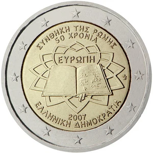 2007 Greece € 2 Euro Uncirculated UNC Coin - Treaty of Rome 50 Years - Picture 1 of 2