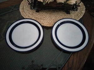 Lot of 2 Noritake Fjord B951 Stoneware Primastone Blue Salad Dinner Plate 8 3/8 - Picture 1 of 4