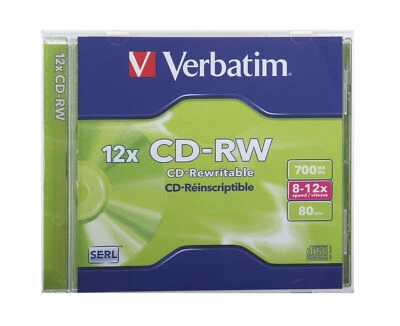 5 Verbatim CD-RW 80min/700 MB (8-12x) Compact Disc Rewritable Jewel Case 43148 - Image 1 of 4