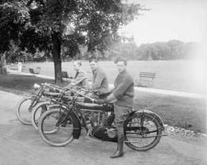 Three Motorcycle Team Riders 1910 8x10 Reprint Of Old Photo - Picture 1 of 1