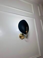 Beautiful Handmade Curved Black Brass Wall Scone - Modern Light Fixture Mid Cent