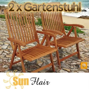 2x Gartenstuhl Balkonstuhl Hochlehner verstellbar Terrassenstuhl Klappstuhl Holz - Bild 1 von 12