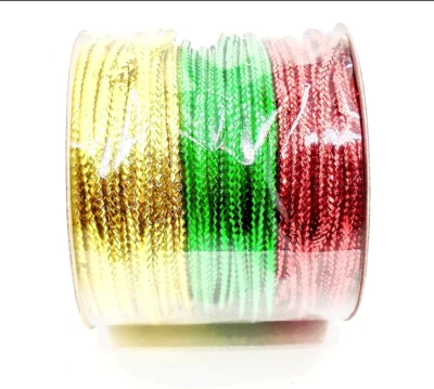 Curling Cord Ribbon,Metallic,Gold,Green,Red,3 Yards - Image 1 of 2
