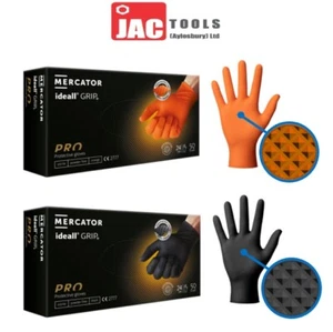 BOX NITRILE BLUE / BLACK / ORANGE HEAVY DUTY DISPOSABLE GLOVES PF MECHANIC DIY - Picture 1 of 7