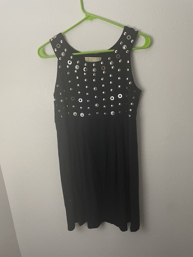 Abito smanicato Michael Kors Gunmetal con paillettes in metallo taglia S P