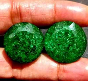 Piedra preciosa suelta verde corte redondo esmeralda colombiana natural certificada 60 quilates 2 piezas - Imagen 1 de 8