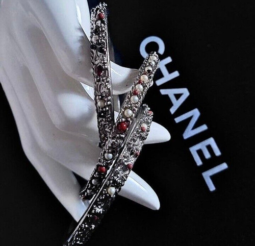 Bracciale Chanel ✿*゚Rutenio 3 in Uno Pate de verre Perline di Vetro CC di Goosens*