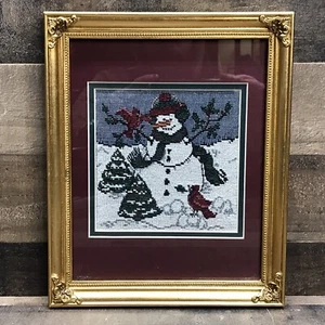 "Tapiz de arte de pared bordado enmarcado de Navidad con cardenales 9,5"" x 11,5""" - Imagen 1 de 5
