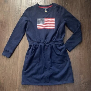 Polo Ralph Lauren Girl’s Dress Sz XL 16 American Flag Blue Red White USA - Picture 1 of 8