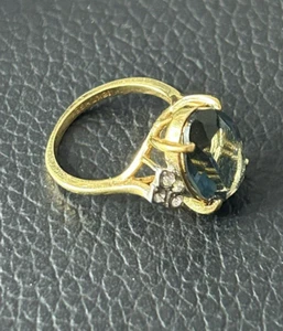 VTG Gold-Filled GF Cocktail Ring Large Blue Stone Sz. 7 3/4 - Picture 1 of 8