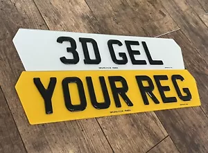 3D GEL HEX NUMBER PLATES ROAD LEGAL MOT LEGAL GLOSS BLACK ACRYLIC 7 DIGIT - Picture 1 of 4