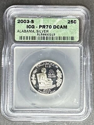 2003-S Silver Proof Alabama Quarter ICG PR-70 DCAM, Buy 3 Items, Get $5 Off!!! - Image 1 of 2