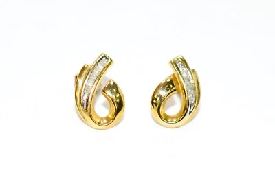 天然钻石耳环 10K 纯金 0.10tcw 集群耳环 铆钉耳环 — 第 1/4 张图片
