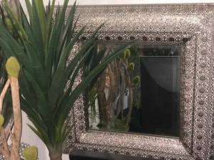 Ornate Mirror Marrakech Square Metal Frame 55cm dia RRP£89 - Picture 1 of 9