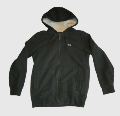 Sudadera con Capucha Oakley Para Hombre Pequeña Blackout Cremallera Completa Logo Blanco Forrado de Vellón Foto 1 de 4