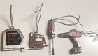 Ornements d'outils miniatures Craftsman Sears - perceuse, ruban, scie, conducteur étain USA 1998