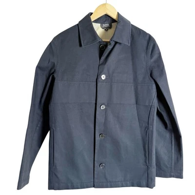 A.P.C. Men’s Solid Navy Blue Cotton Button Front Chore Jacket Size XS - Image 1 of 4