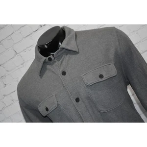 J Crew Authentic Fleece Shirt Mens Size Large Button Up Gray Cotton Polyester - Picture 1 of 6
