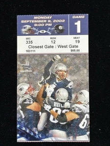 2002 N E Patriots Ticket GM 1 Tom Brady 294 Yds/3 TD/Deion Branch Debut TD 9/9🏈 - Bild 1 von 2