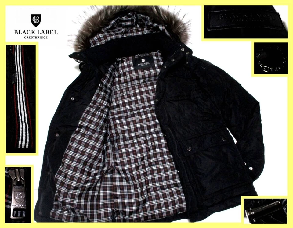 Burberry Black Label Crestbridge Down Jacket Men's M Black 6way with Fur Hood - Image 1 of 4