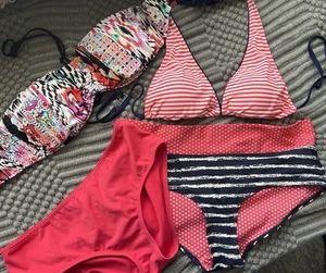 4 Teile Bandeau Bikini von Seafolly+Neckholder 12 38 40 85B maritim Retro neuw. - Bild 1 von 4