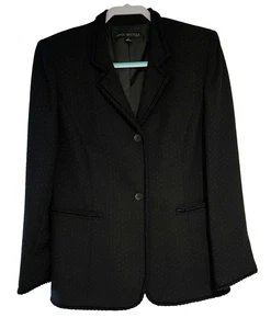 Nipon Boutique Womens Single-Breasted Blazer Jacket Black Dots 2-Button Size 10 - Picture 1 of 8