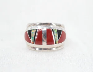 Anillo James Lee nativo americano de plata esterlina de colección con incrustación de ópalo de coral 10 gramos - Imagen 1 de 12