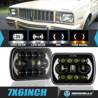 Pair 7x6" LED Headlights High/Low DRL Turn Signal for Pontiac Phoenix Acadian — 第 1/4 张图片
