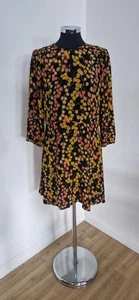 WHISTLES BLUMENKLEID GRÖSSE 14 KNIELANG FIT & FLARE SCHWARZ GELB BEDRUCKT  - Bild 1 von 9